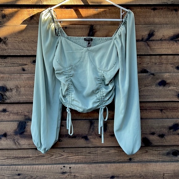 Forever 21 Army Green Wrap Blouse Slinky main image 1